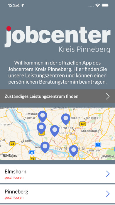 Emulate iPhone app Jobcenter Kreis Pinneberg using MyAndroid