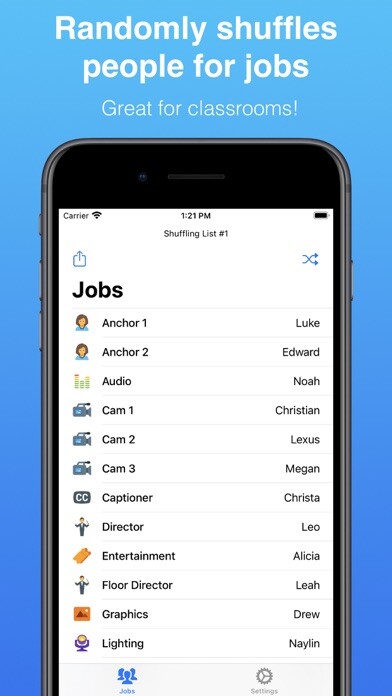 Emulate iPhone app Job Shuffler using MyAndroid