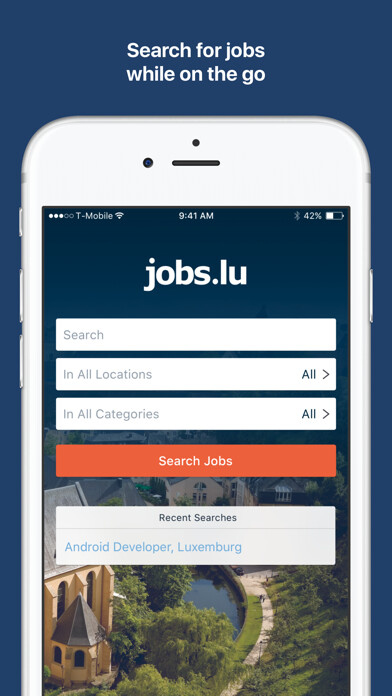 Emulate iPhone app jobs.lu – Job Search App using MyAndroid