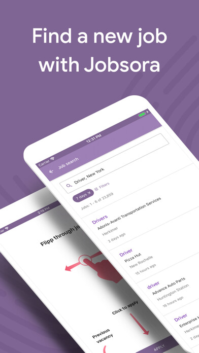 Emulate iPhone app Jobsora - job search using MyAndroid