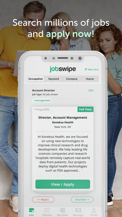 Emulate iPhone app JobSwipe - Get a Better Job using MyAndroid
