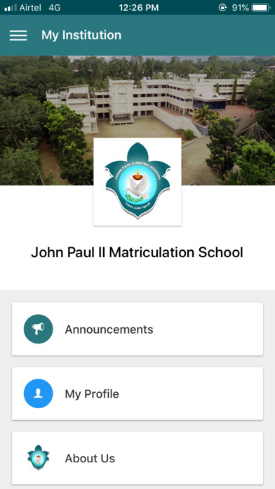 Emulate iPhone app John Paul II Matric School using MyAndroid