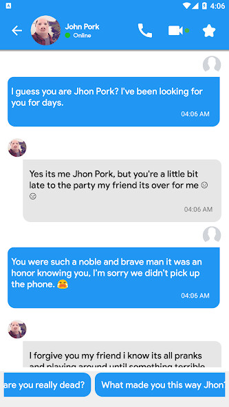 Run android online APK John Pork Chat Video Call from MyAndroid or emulate John Pork Chat Video Call using MyAndroid Run android online APK John Pork Chat Video Call from MyAndroid or emulate John Pork Chat Video Call using MyAndroid