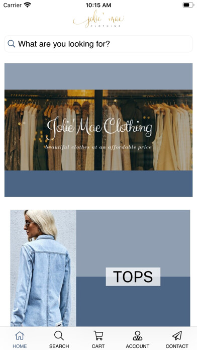 Emulate iPhone app Jolie Mae Clothing using MyAndroid