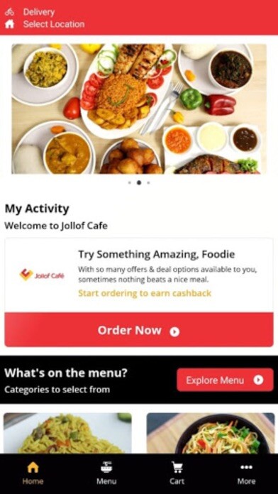 Emulate iPhone app Jollof Cafe using MyAndroid