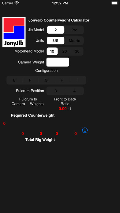 Emulate iPhone app JonyJib Counterweight Calc using MyAndroid Emulate iPhone app JonyJib Counterweight Calc using MyAndroid