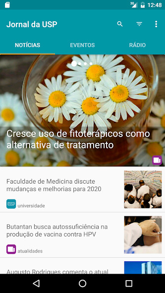 Emulate iPhone app Jornal da USP using MyAndroid