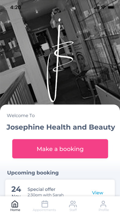 Emulate iPhone app Josephine Health and Beauty using MyAndroid