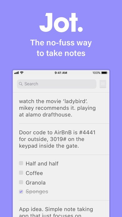Emulate iPhone app Jot - Notes & Todos using MyAndroid