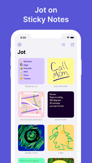 Emulate iPhone app Jot • Sticky Note Widgets using MyAndroid