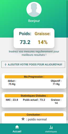 Run android online APK Journal de poids  & IMC & graisse from MyAndroid or emulate Journal de poids  & IMC & graisse using MyAndroid
