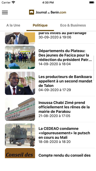 Emulate iPhone app Journal du Benin using MyAndroid