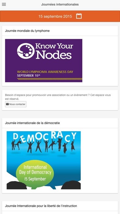 Emulate iPhone app Journées internationales using MyAndroid Emulate iPhone app Journées internationales using MyAndroid