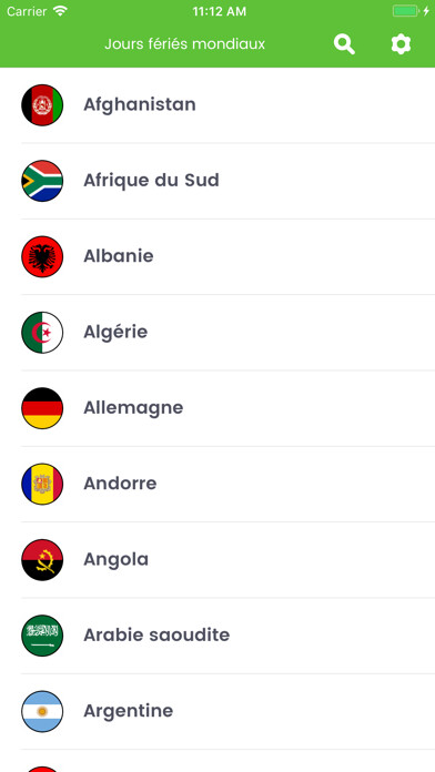 Emulate iPhone app Jours Fériés Mondiaux using MyAndroid