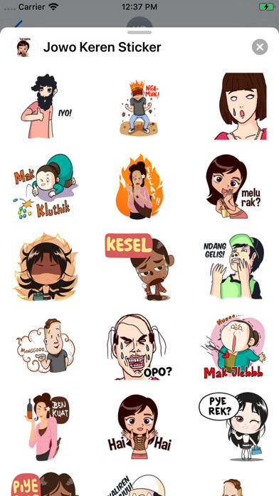 Emulate iPhone app Jowo Keren Sticker using MyAndroid