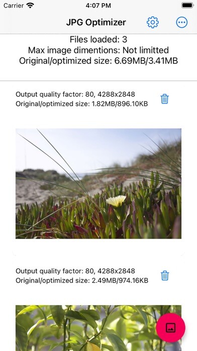 Emulate iPhone app JPG Optimizer using MyAndroid