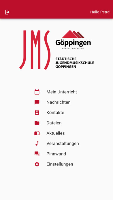 Emulate iPhone app Jugendmusikschule Göppingen using MyAndroid