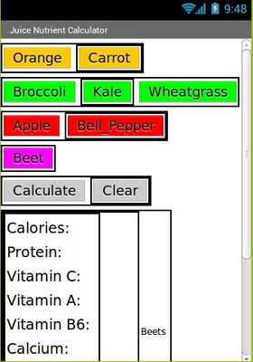 Emulate Android APK Juice Nutrition Calculator Emulate Android APK Juice Nutrition Calculator