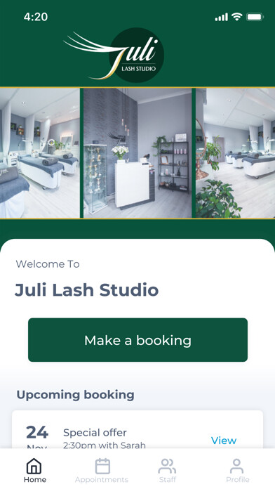 Emulate iPhone app Juli Lash Studio using MyAndroid