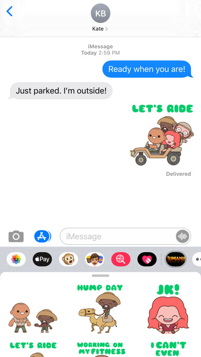 Emulate iPhone app Jumanji Movie Stickers using MyAndroid