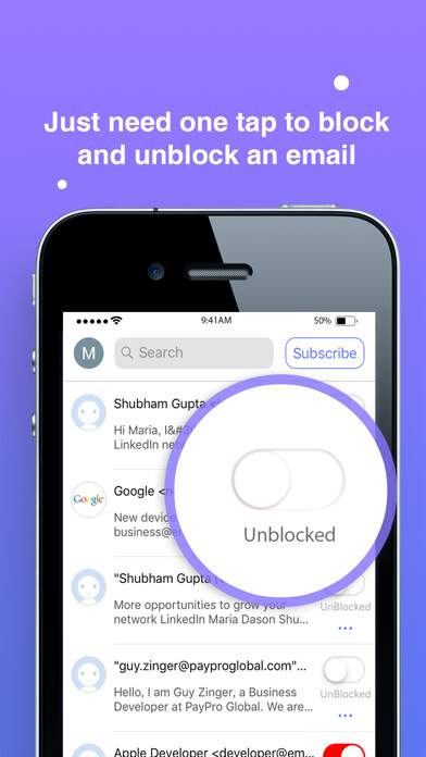 Emulate iPhone app JunkMail Stop using MyAndroid