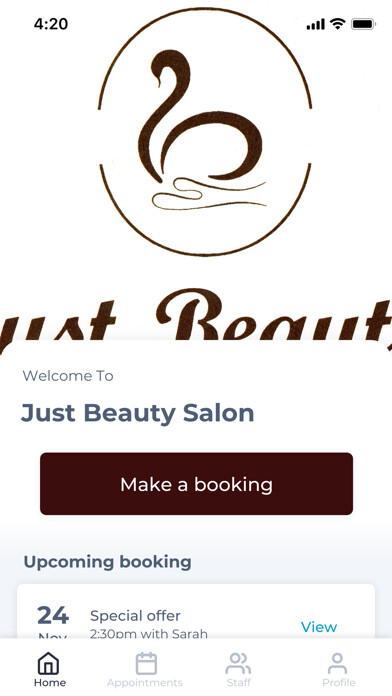 Emulate iPhone app Just Beauty Salon using MyAndroid