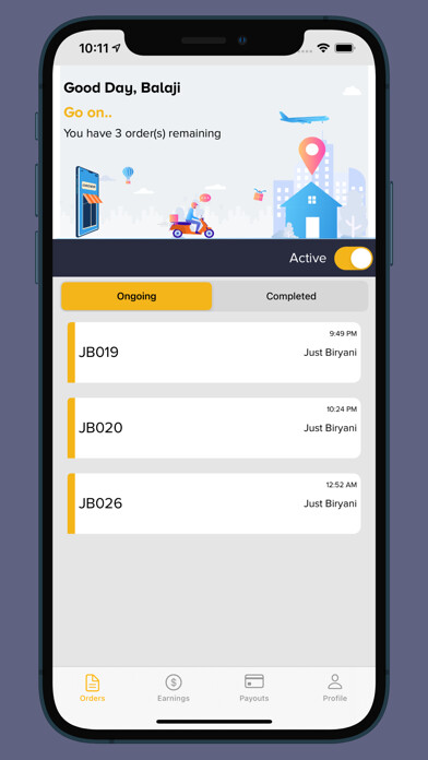 Emulate iPhone app JustBiryani Partner using MyAndroid