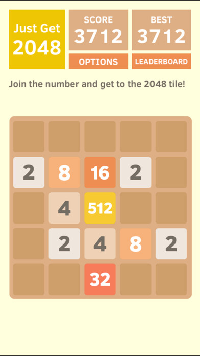 Emulate iPhone app Just Get 2048 - A Simple Puzzle Game ! using MyAndroid