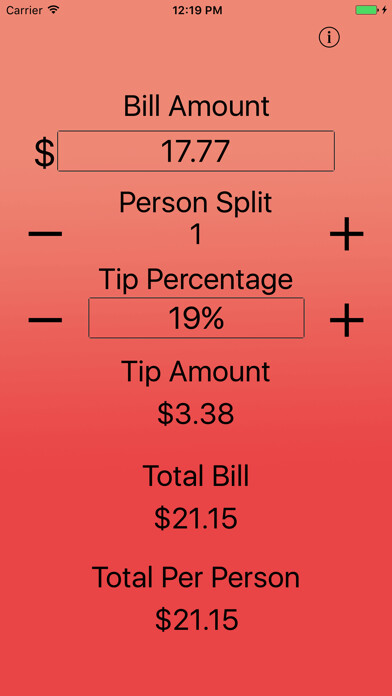 Emulate iPhone app Just The Tip - Tip Calculator using MyAndroid Emulate iPhone app Just The Tip - Tip Calculator using MyAndroid