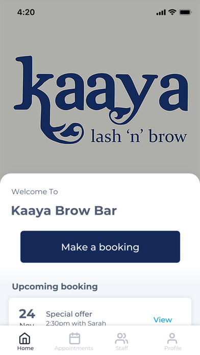 Emulate iPhone app Kaaya Brow Bar using MyAndroid Emulate iPhone app Kaaya Brow Bar using MyAndroid