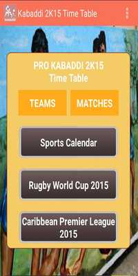Emulate Android APK KABADDI 2K15 TIME TABLE