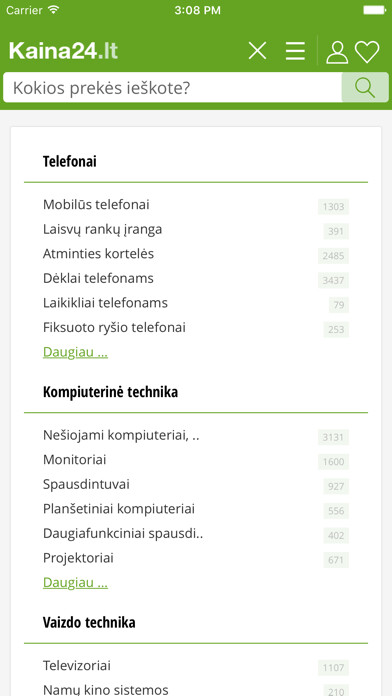 Emulate iPhone app Kaina24.lt using MyAndroid