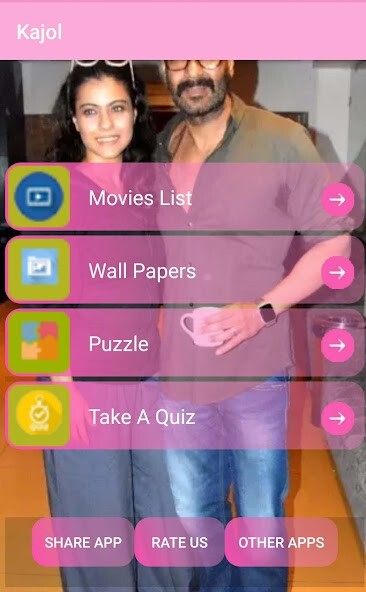 Run android online APK Kajol Movies-Wallpapers,puzzle,quiz from MyAndroid or emulate Kajol Movies-Wallpapers,puzzle,quiz using MyAndroid