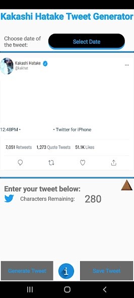 Run android online APK Kakashi Hatake Tweet Generator from MyAndroid or emulate Kakashi Hatake Tweet Generator using MyAndroid