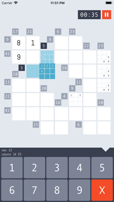 Emulate iPhone app Kakuro Endless using MyAndroid