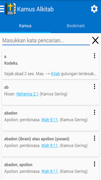 Run android online APK Kamus Alkitab from MyAndroid or emulate Kamus Alkitab using MyAndroid