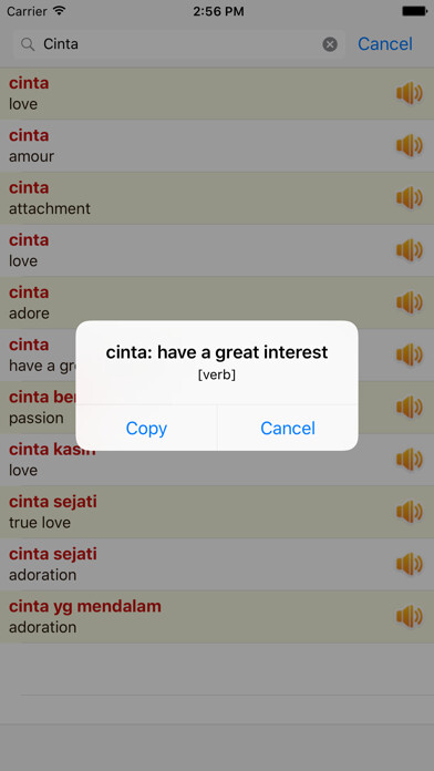 Emulate iPhone app Kamus Bahasa Indonesia Inggris Offline using MyAndroid