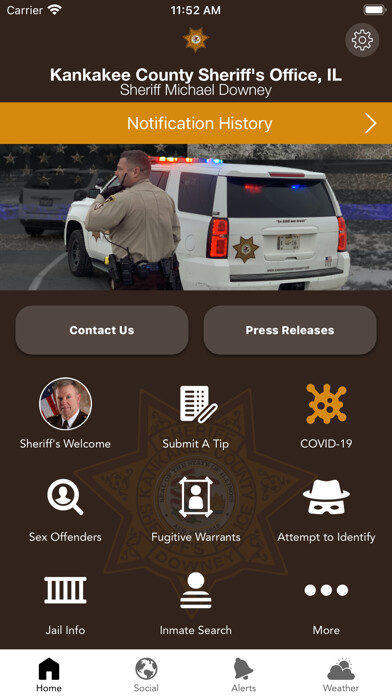 Emulate iPhone app Kankakee County Sheriff IL using MyAndroid