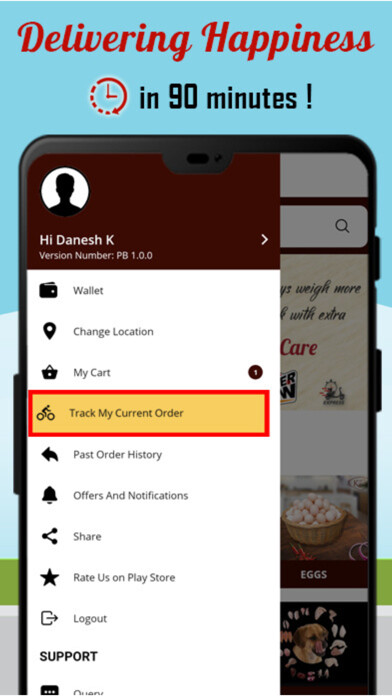 Emulate iPhone app Kari Kadai - Order Fresh Meat using MyAndroid