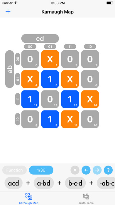 Emulate iPhone app Karnaugh Map Advanced using MyAndroid Emulate iPhone app Karnaugh Map Advanced using MyAndroid