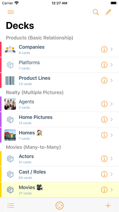 Emulate iPhone app Kase: Your Personal Database using MyAndroid