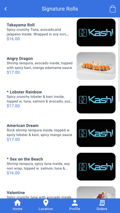 Emulate iPhone app Kashi Japanese Restaurant using MyAndroid