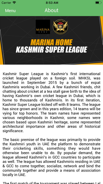 Emulate iPhone app Kashmir Super League - KSL using MyAndroid