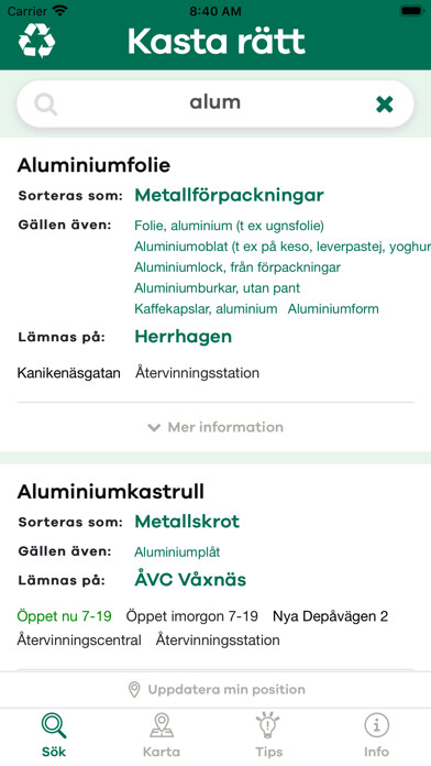 Emulate iPhone app Kasta Rätt using MyAndroid