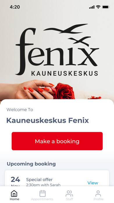 Emulate iPhone app Kauneuskeskus Fenix using MyAndroid