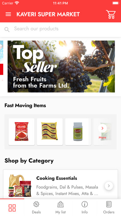 Emulate iPhone app KAVERI SUPER MARKET using MyAndroid