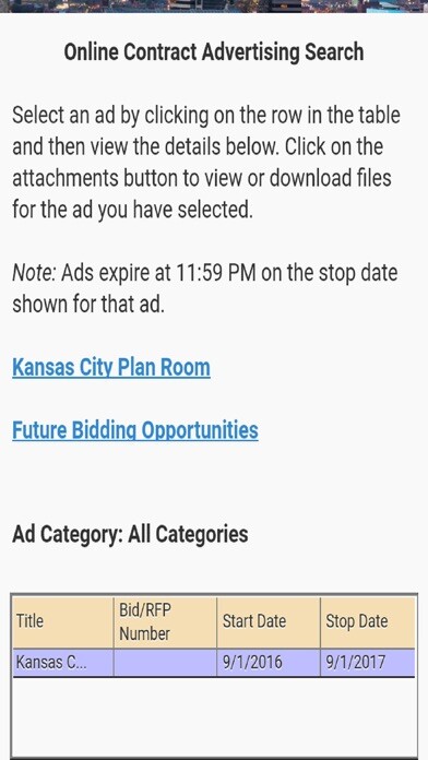 Emulate iPhone app KCMO Online Contract Ad Search using MyAndroid Emulate iPhone app KCMO Online Contract Ad Search using MyAndroid
