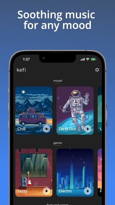 Emulate iPhone app Kefi - Lofi Music using MyAndroid