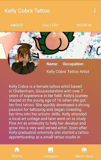 Run android online APK Kelly Cobra Tattoo from MyAndroid or emulate Kelly Cobra Tattoo using MyAndroid