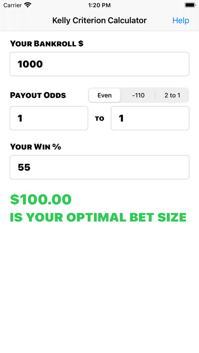 Emulate iPhone app Kelly Criterion Calculator using MyAndroid Emulate iPhone app Kelly Criterion Calculator using MyAndroid